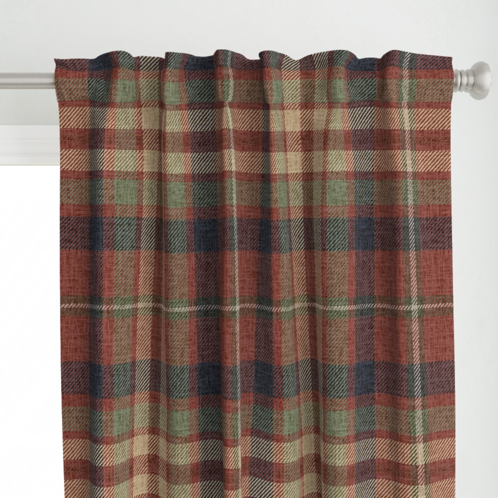 Curtain In Rustic Burnt Red Autumn Plaid…