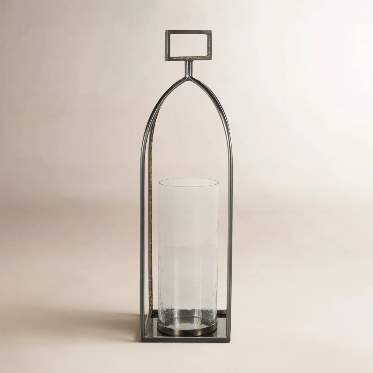 Cole And Grey Metal Open Frame Candle Lantern With Rectangle Handles