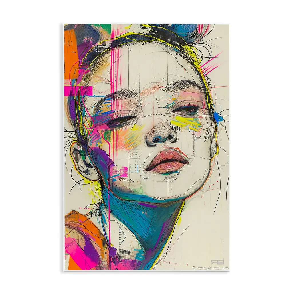 Stupell Bright Sketch Visage Wall Plaque Art Design By Roozbeh Bahramali - 10 X 15