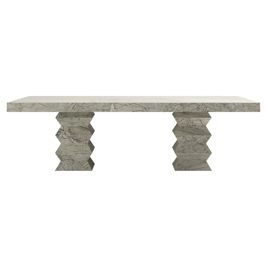Form(la) Grinza Rectangle Dining Table 118"l X 48"w X 32"h Verde Antigua Marble