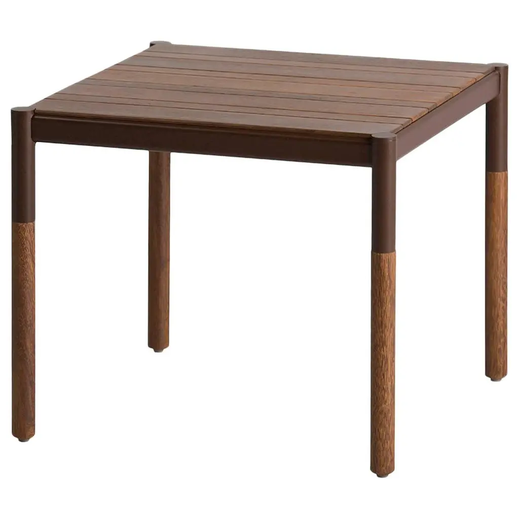Solid Wood And Metal Side Table, Minimalist Design For Outdoors