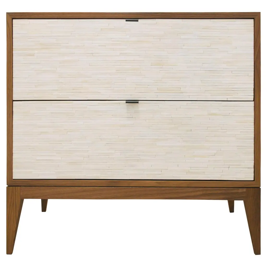 Modern Milano Mosaic 2-Drawer Nightstand With Natural Walnut By Ercole Home