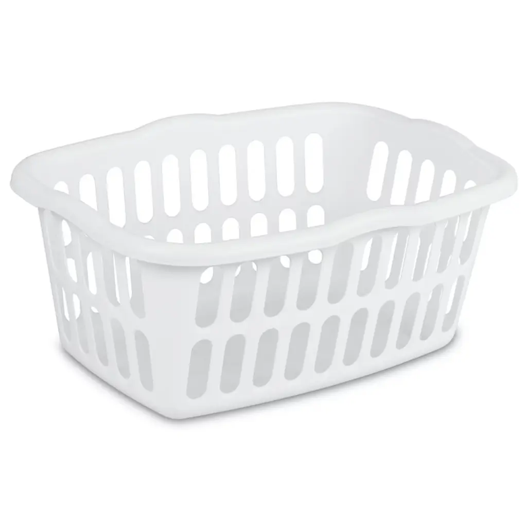 Sterilite 1.5 Bushel Rectangular Laundry Basket, Plastic, Classic Design For Carrying Clothes To And From The Laundry Room, White, 12-pack