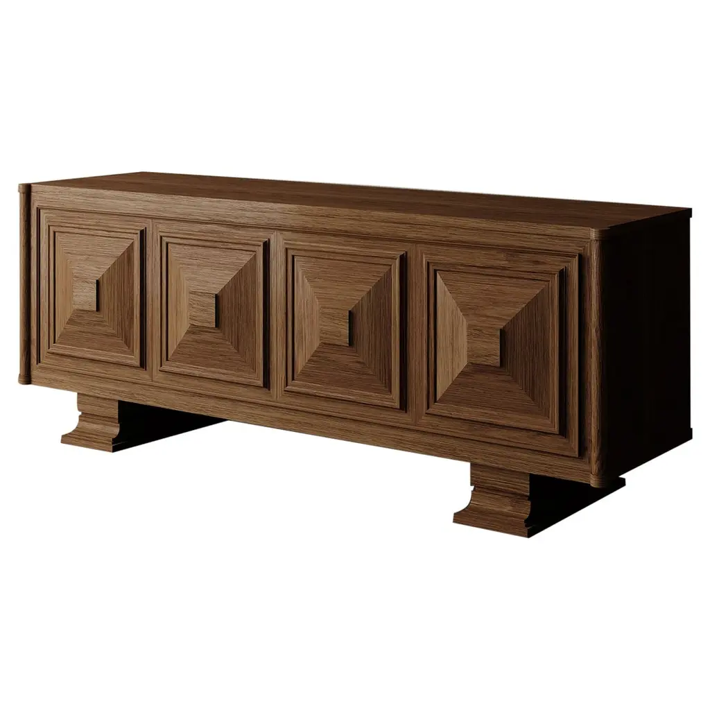"Voltaire" Figured Oak Sideboard By Christiane Lemieux