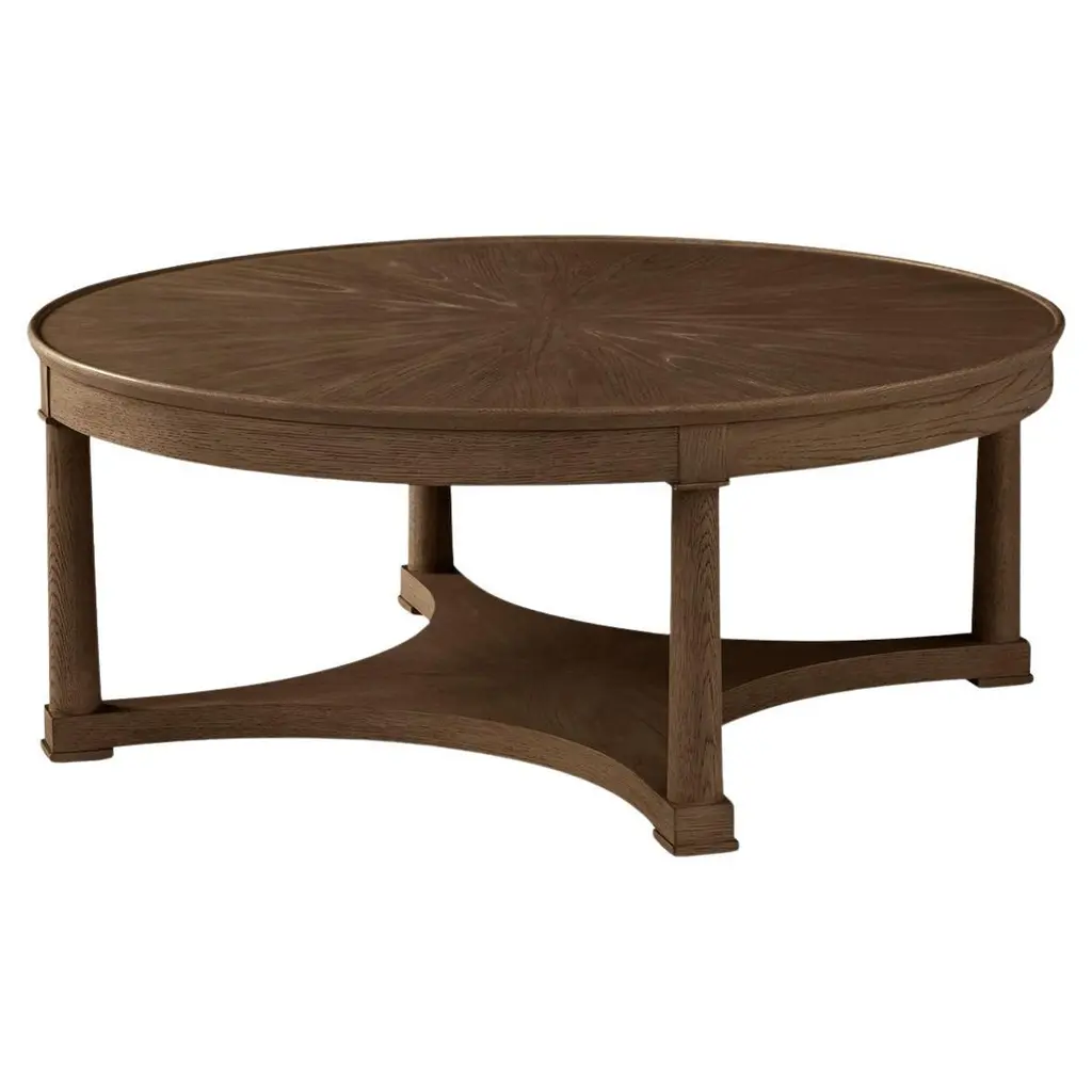 Brown Oak Round Coffee Table