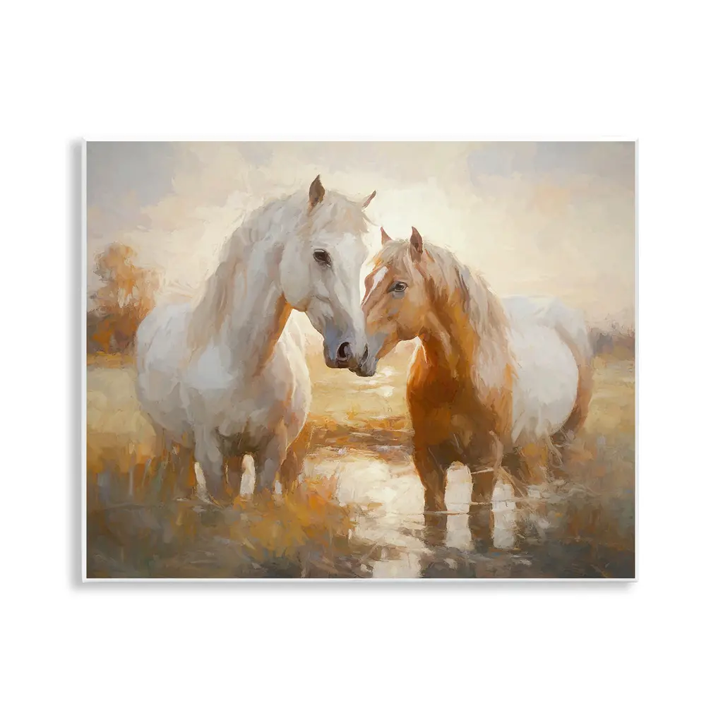 Stupell Horse Pair In River Wall Plaque Art Design By Ramona Murdock - 14 X 11