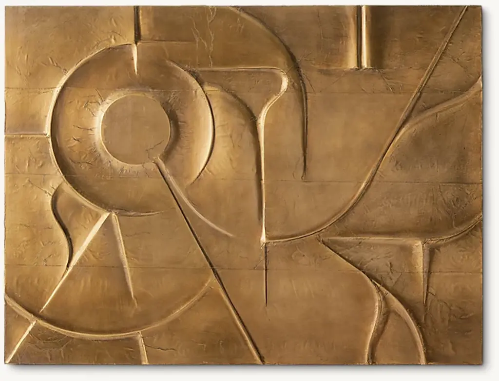 Abstract Bas-Relief Brass-Clad Wall Sculpture Ii