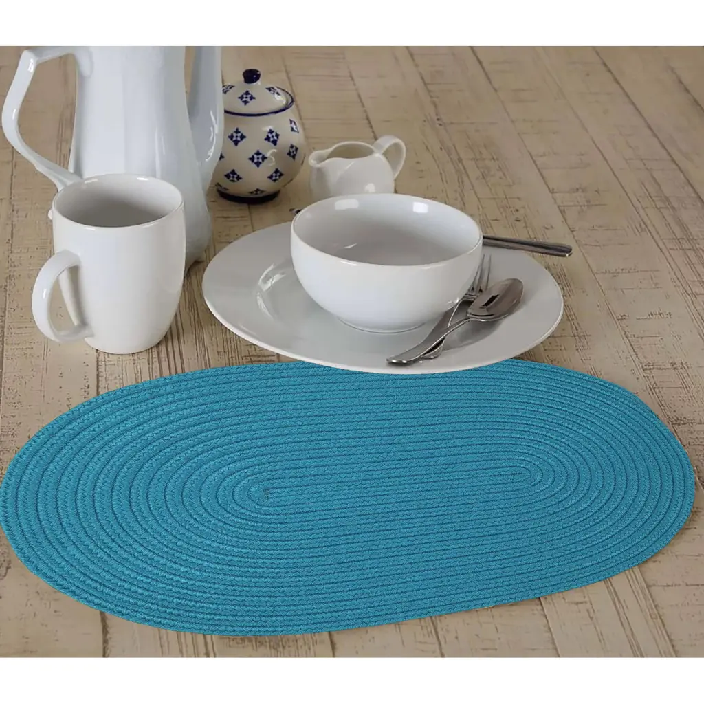 Blue Extra Thick Woven Trivet Oval Placemats Natural Cotton Hot Potholder Mat Heat Resistant - 12"x8.5" - 1 Piece - Blue