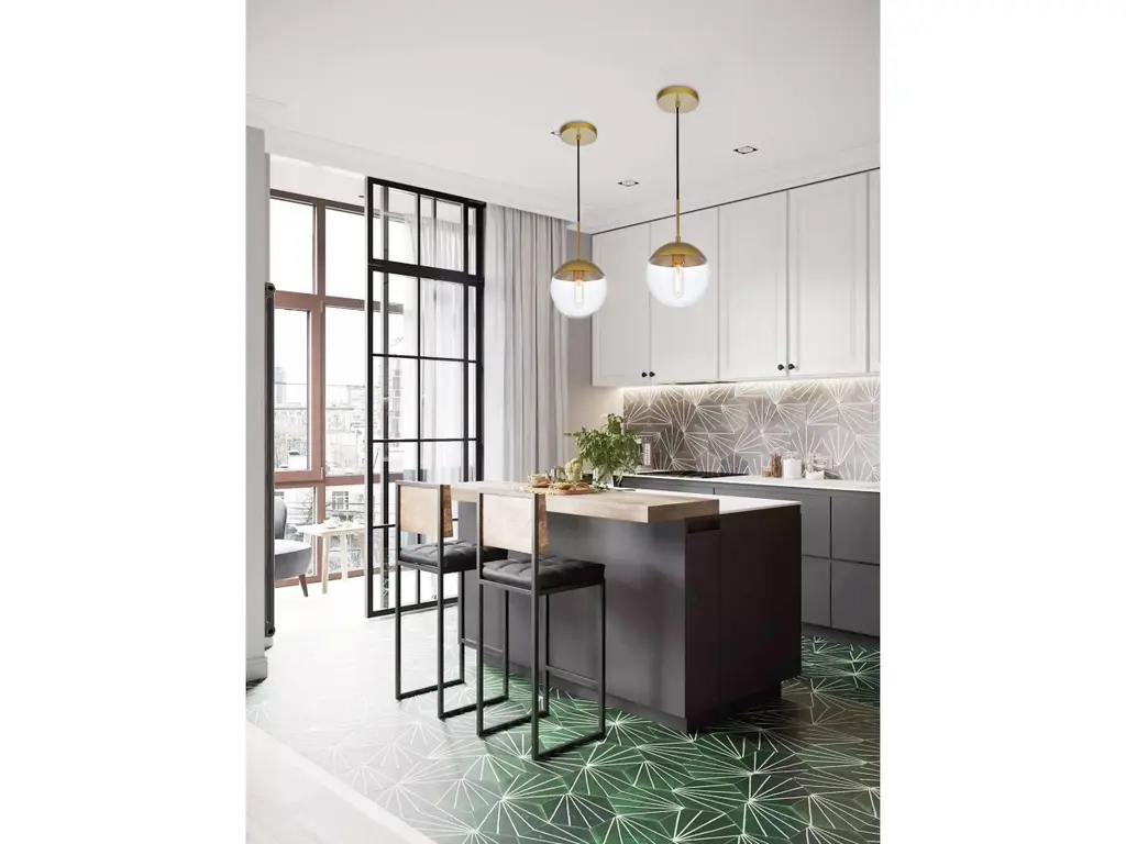 Living District Eclipse 1 Light Brass Pendant W/ Clear Glass