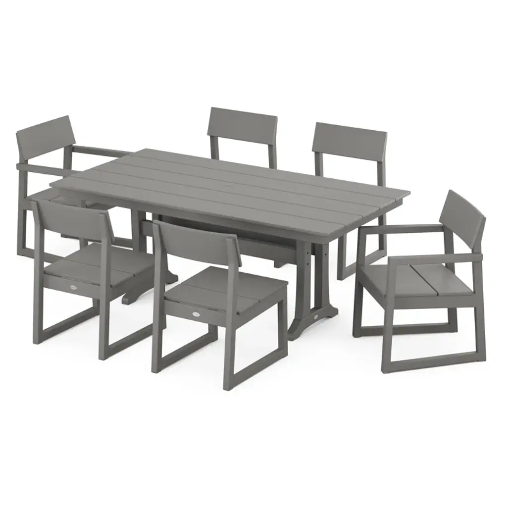 Edge 7-Piece Farmhouse Trestle Dining Set