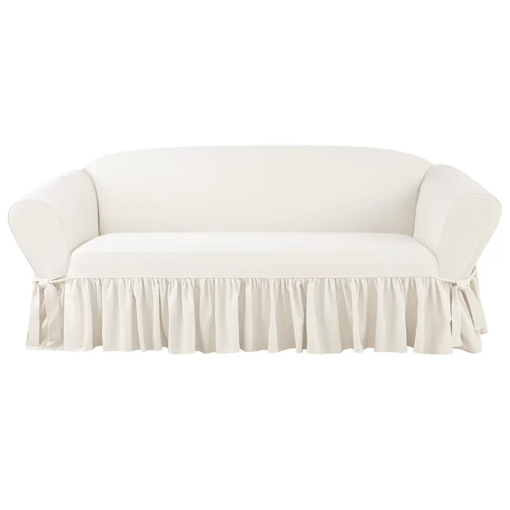 Surefit Essential Twill 1 Piece Sofa Slipcover - White