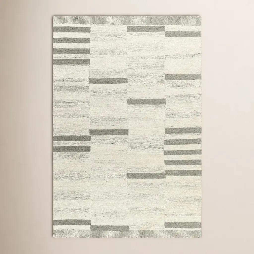 Donavan Striped Hand Tufted Wool Area Rug In Ivory/gray