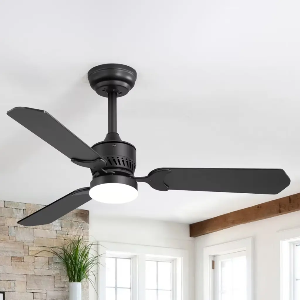 Airsurfer 42 Inch Black Wood Ceiling Fan, Quiet Dc Motor Indoor Outdoor Ceiling Fans With Lights Remote Control