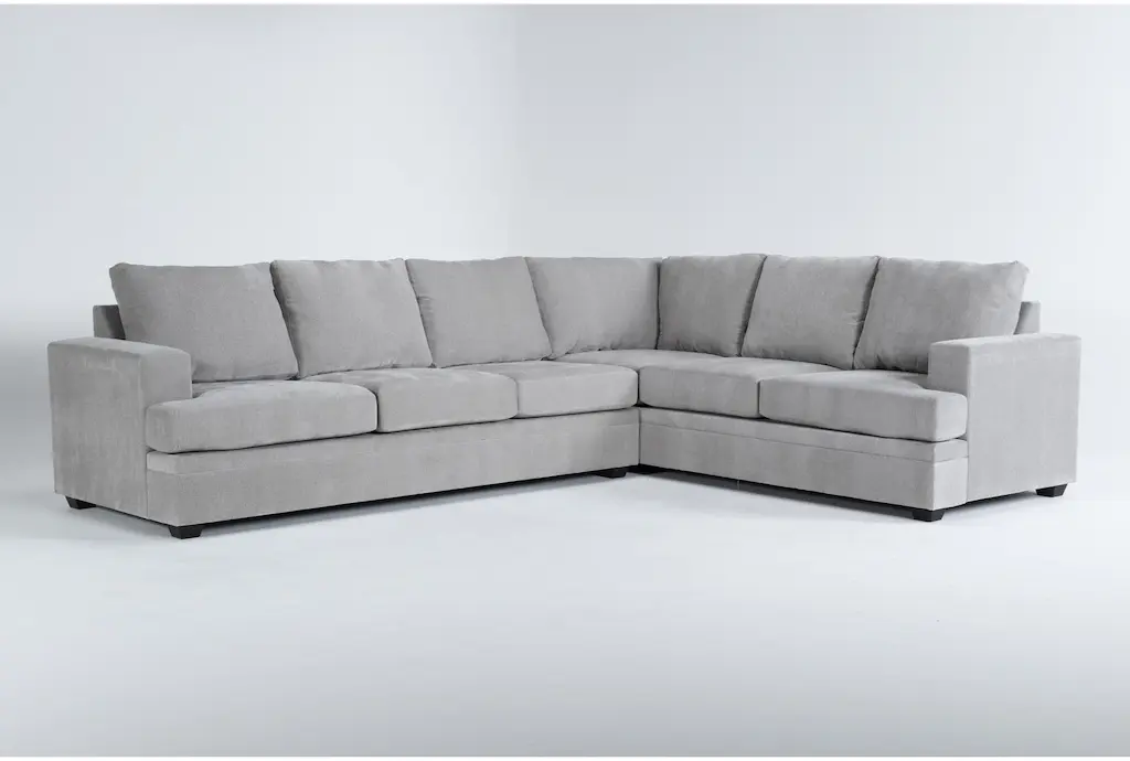 Bonaterra Dove Grey Fabric 127" 2 Piece L-Shaped Sectional With Left Arm Facing Sofa | Track Arms | Loose Reversible Back