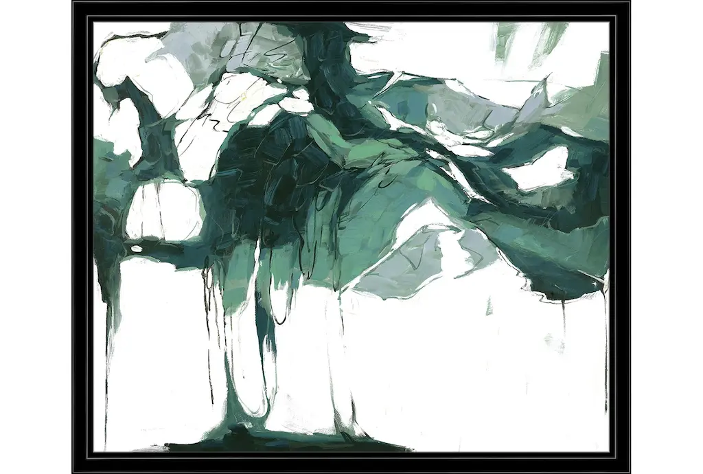 26x22 Abstract Emerald Isle With Black Frame | Made In The Usa | Framed Art | Print | Horizontal