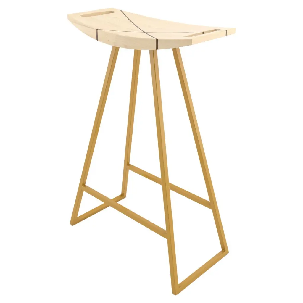 Roberts Counter Stool With Wood Inlay Maple Mustard