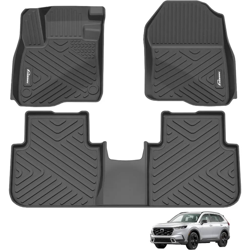 Custom Fit Floor Mats Compatible With Honda Cr-v 2023-2025 (Include Hybrid), Black Tpe All-weather Crv Car Floor Liners, Front & Rear Row Set