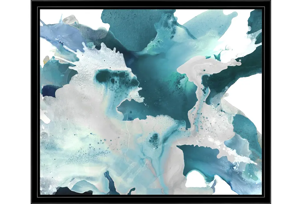 26x22 Turquoise Abstraction With Black Frame | Made In The Usa | Framed Art | Print | Horizontal