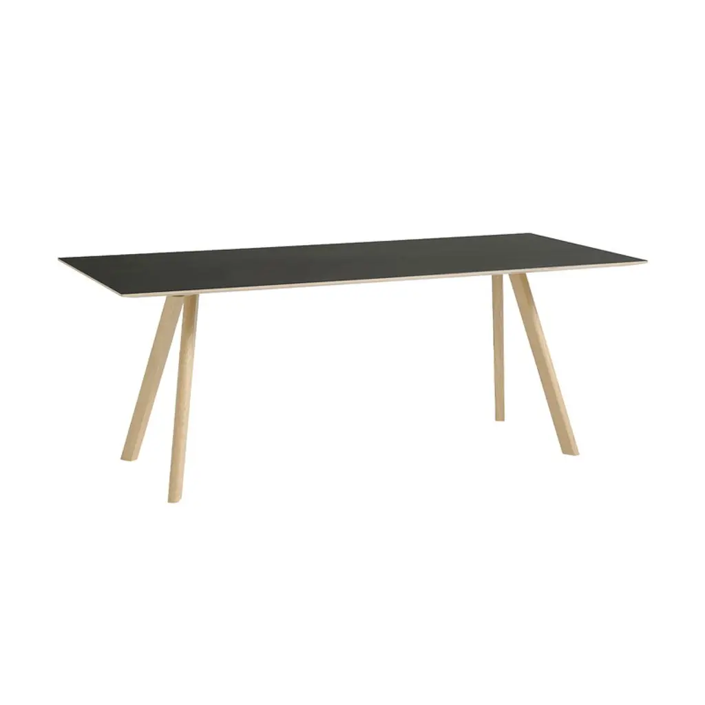 Cph30 2.0 Table, 200 X 90 Cm, Lacquered Oak - Black Linoleum