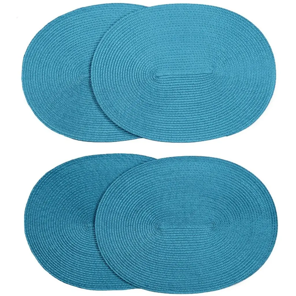 Home Mart Goods Blue Extra Thick Woven Trivet Oval Placemats Natural Cotton Hot Potholder Mat Heat Resistant - 12"x8.5"(pack Of 4)