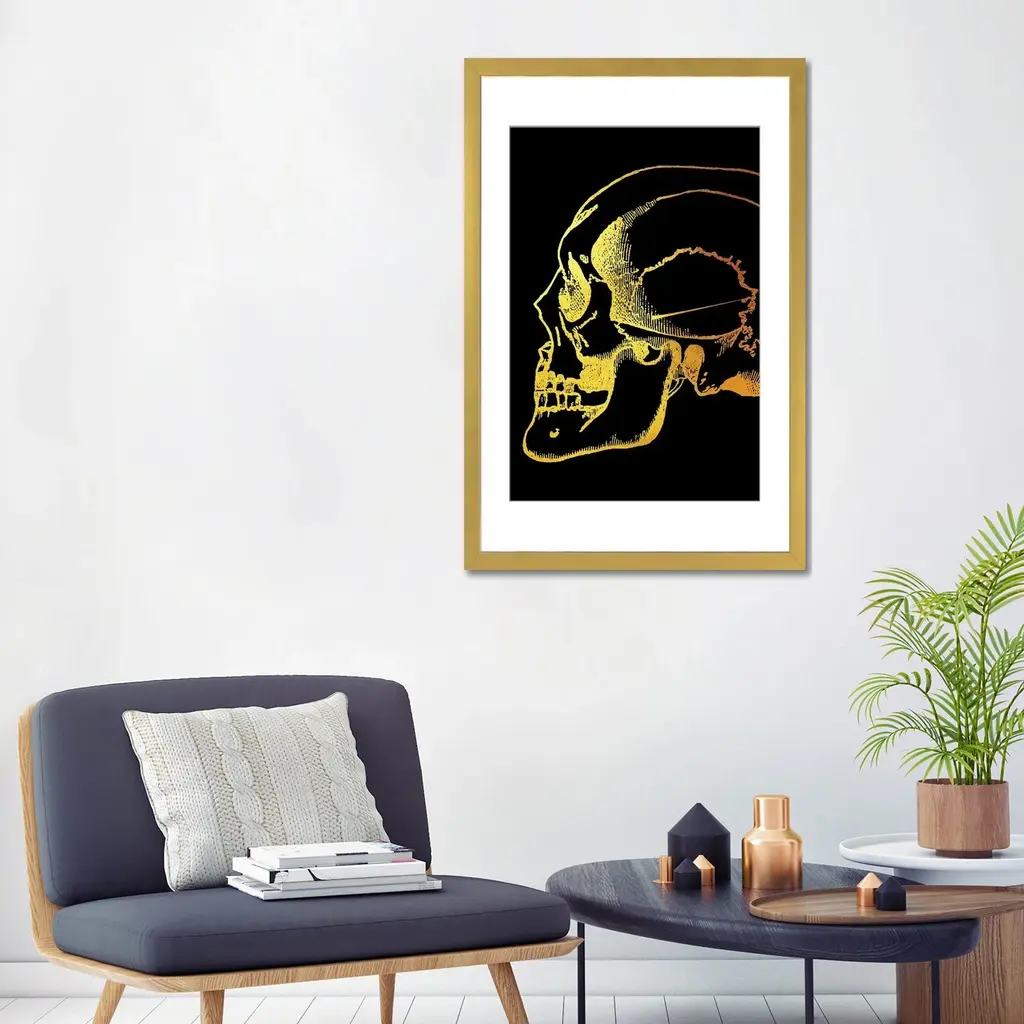 Icanvas "Skull Side" By Gab Fernando - Natural - 32x24x1