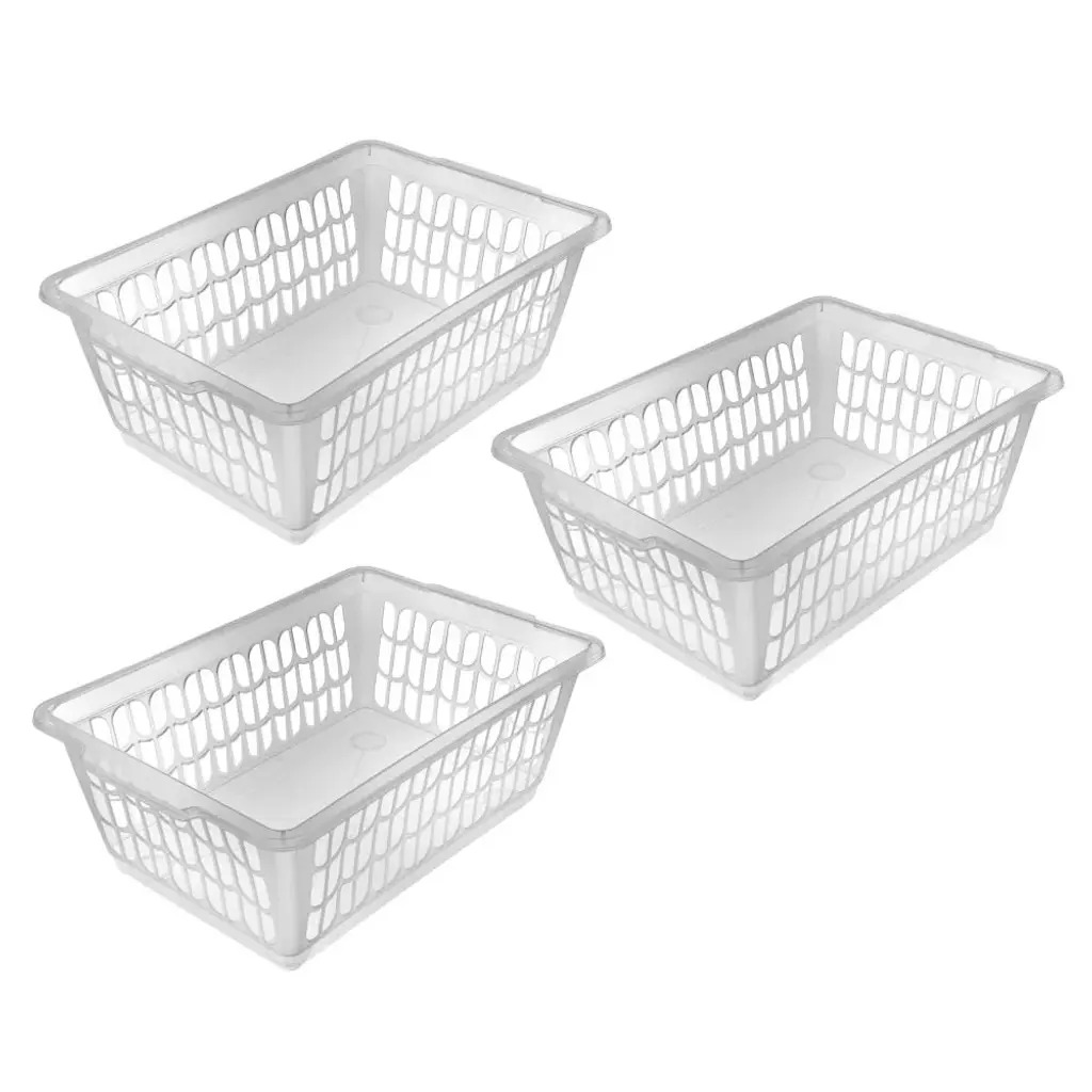 Small Plastic Storage Basket For Organizing Kitchen Pantry, Pack Of 3 - Clear