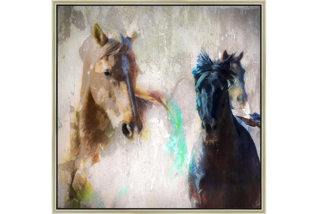 38x38 Horse Rush With Champagne Frame | Made In The Usa | Framed Art | Animals | Print
