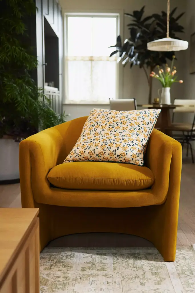 Sculptural Performance Velvet Occasional Chair