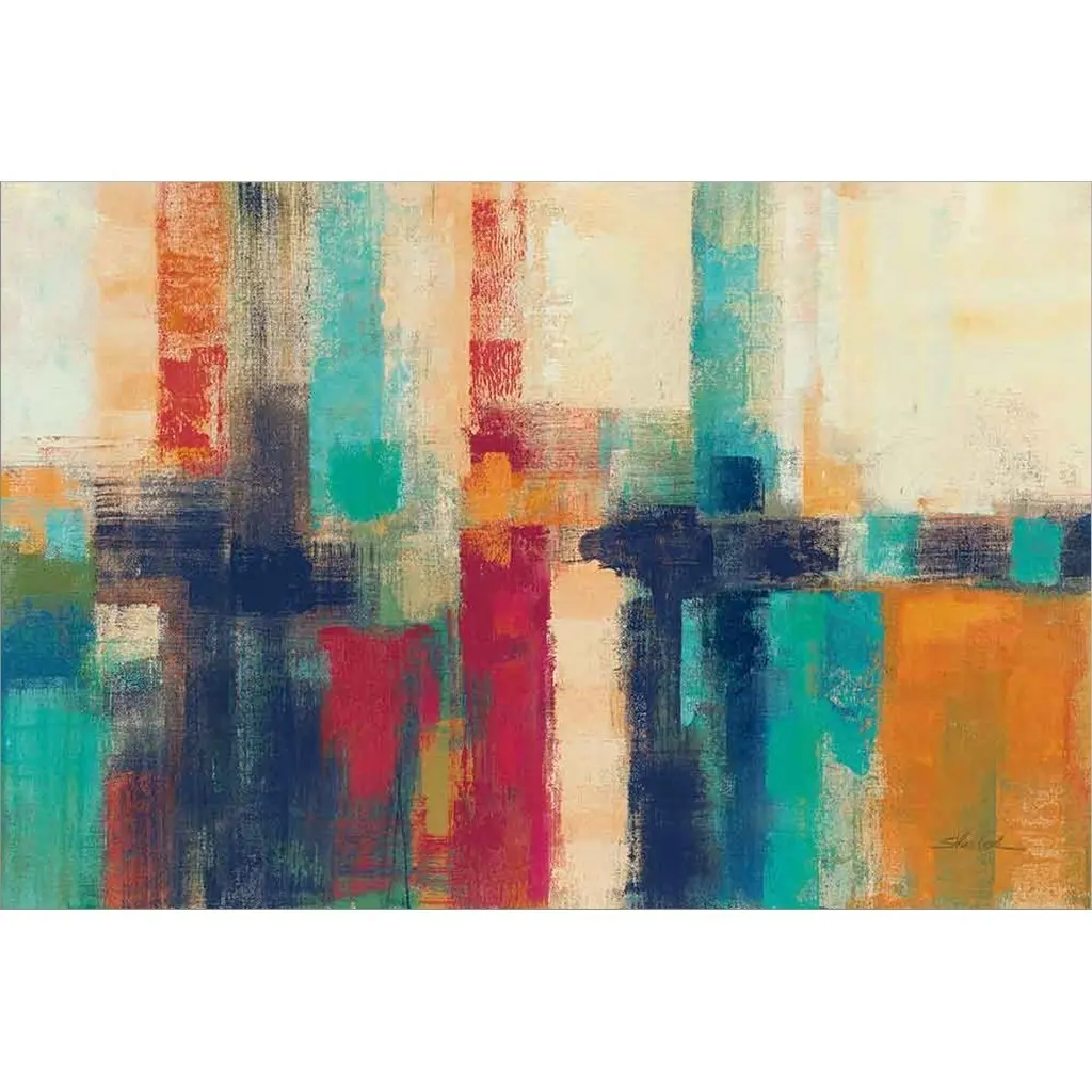 Silvia Vassileva 'Bright Aqua Horizon Crop' Canvas Art - 30 X 20