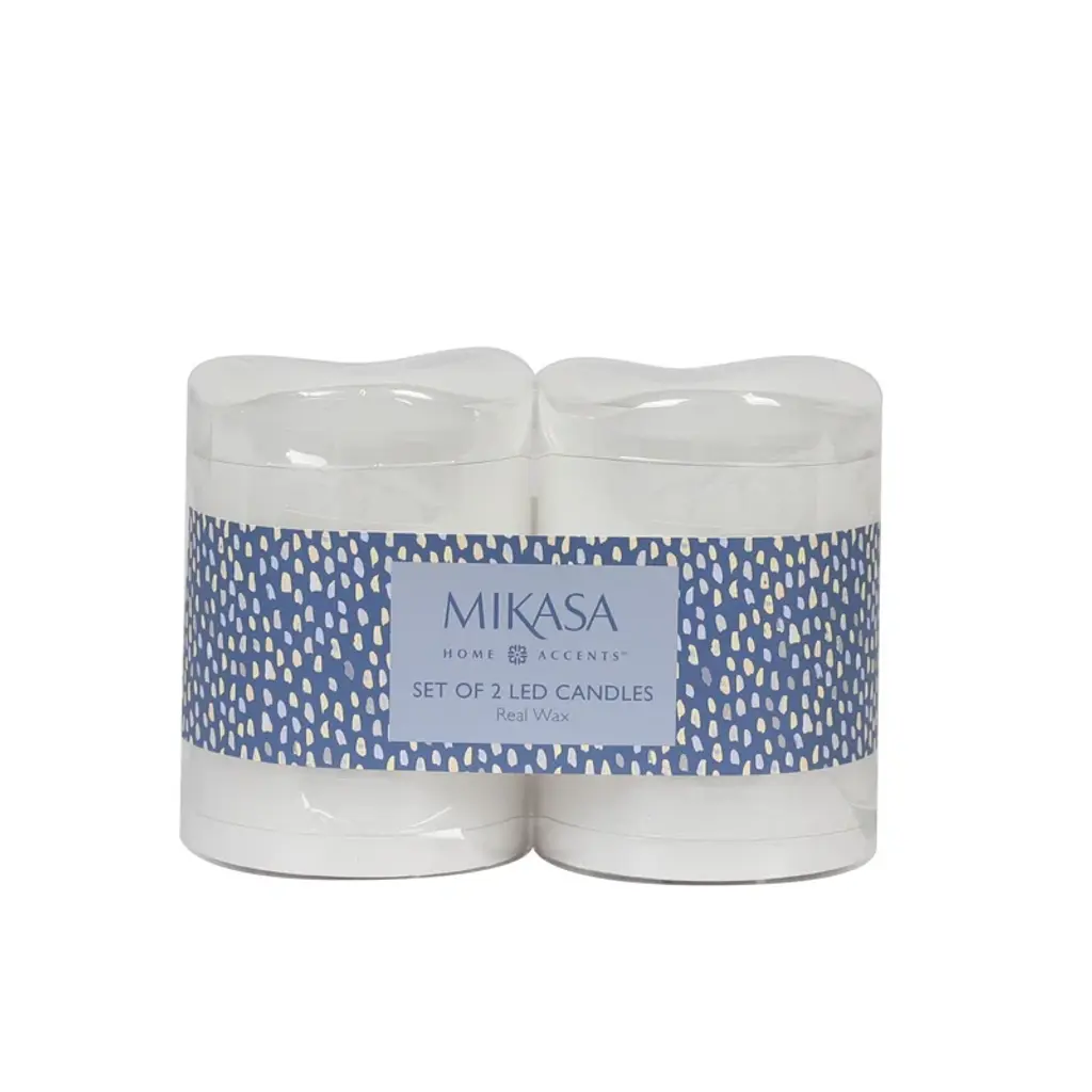 Mikasa Wavy Top Led Unscented Wax Flickering Led Pillar Candles (Set Of 2)