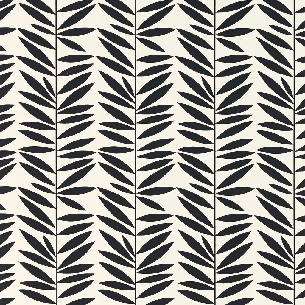 Sample - Schumacher Leaf Stripe Wallpaper In Ebony