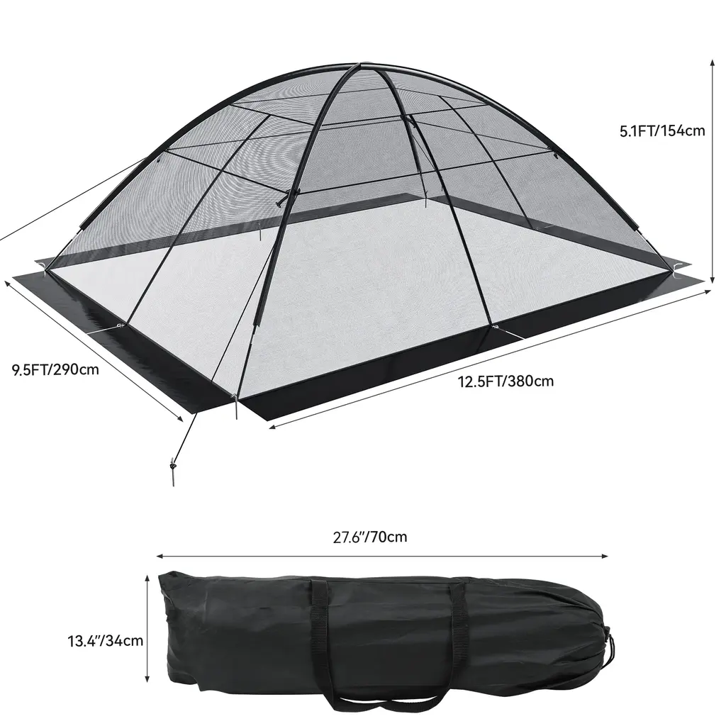 Pond Cover Dome Garden Pond Net Mesh Dome Pond Net Covers With Zipper And Wind Rope Black Nylon Pond Netting - 12.5ftx9.5ft - 12.5ftx9.5ft