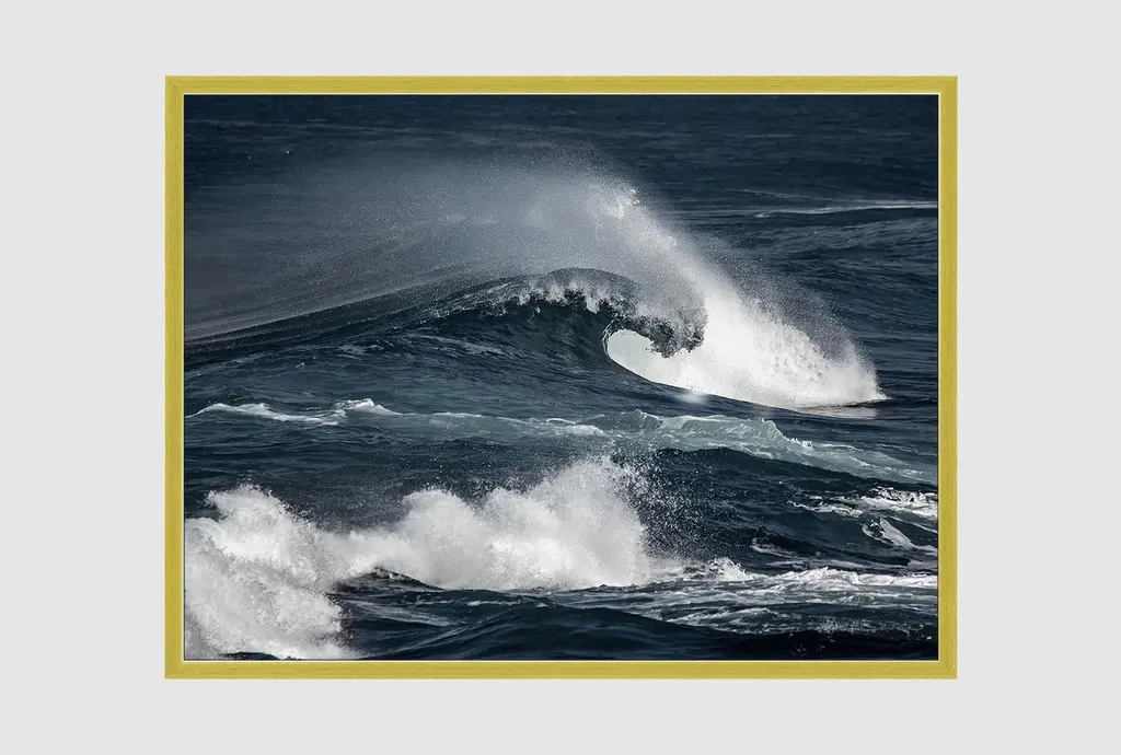 42x32 Deep Wave Rectangle Gold Frame | Framed Art | Print | Made In The Usa | Horizontal