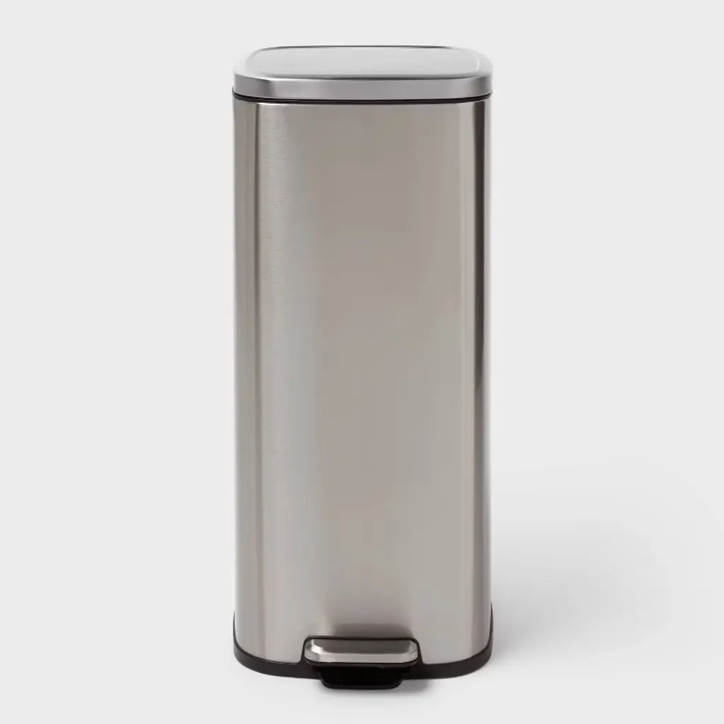 30l Soft Square Step Trash Can Silver - Brightroom™