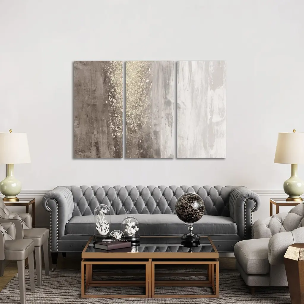 Icanvas "Glitter Rain Ii" By Jennifer Goldberger 3-Piece Canvas Wall Art Set - 40x60x1.5