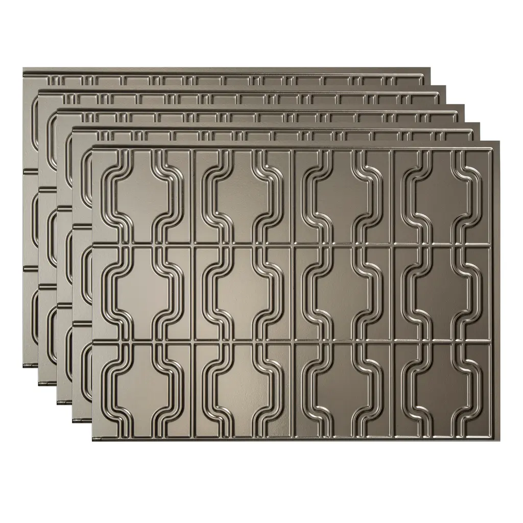 Fasäde Chain Decorative Vinyl Backsplash Panel - 5 Pack - Brushed Nickel
