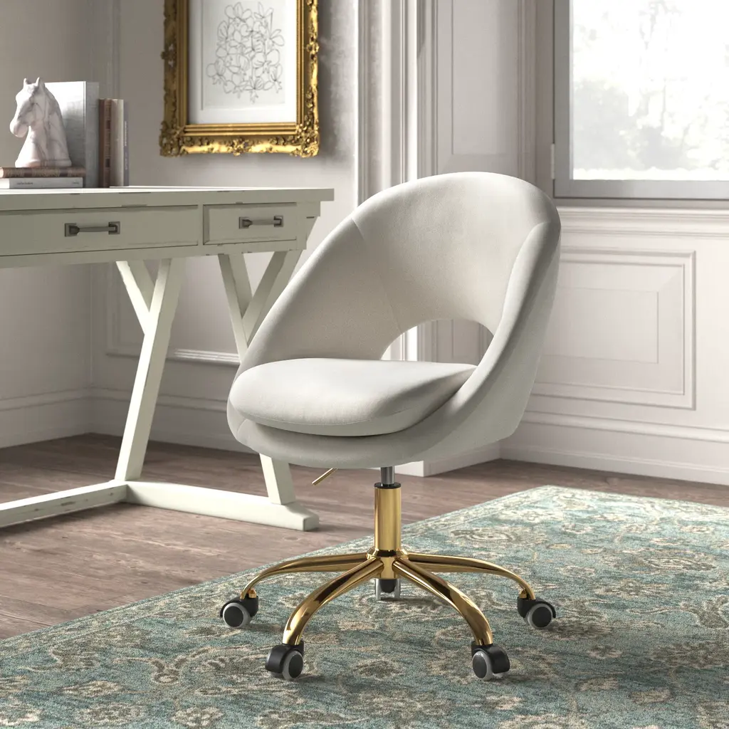 Louise Velvet Modern Task Chair With Ergonomic Design