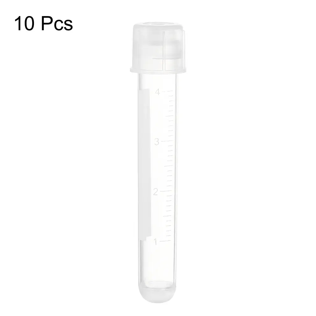 10pcs 5Ml Ps Plastic Test Tubes With Cap 12x75mm, Storage Container For Sample - 15ml