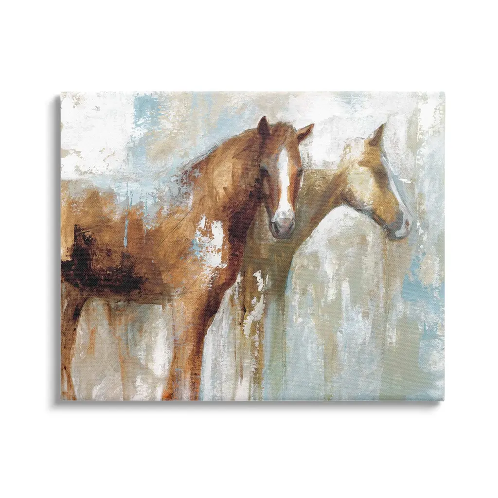 Stupell Layered Abstract Horses Foals Farm Animal Painting Canvas Wall Art - Brown - 20 X 16