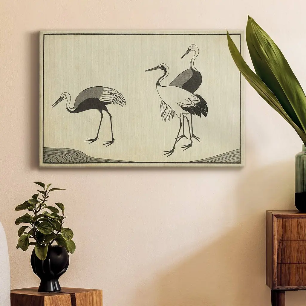 Japanese Cranes B Premium Gallery Wrapped Canvas - Ready To Hang - 40x60
