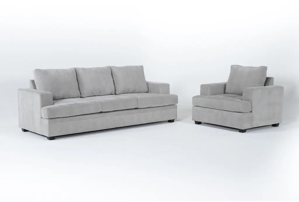 Bonaterra Dove Grey Fabric 2 Piece Sofa & Oversized Armchair Set