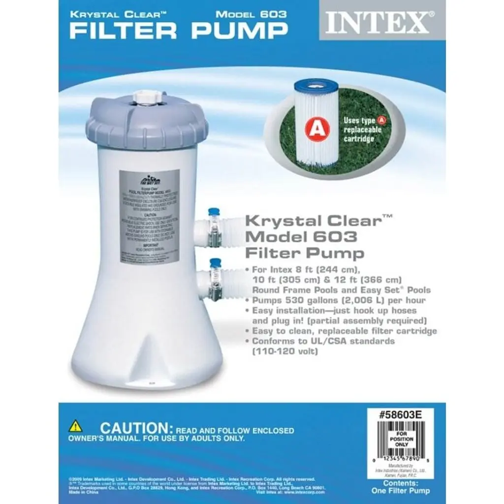 Intex 530 Gph Swimming Pool Filter Pump And 6 Type A Replacement Cartridges - 7.47 - Grey - 7.47