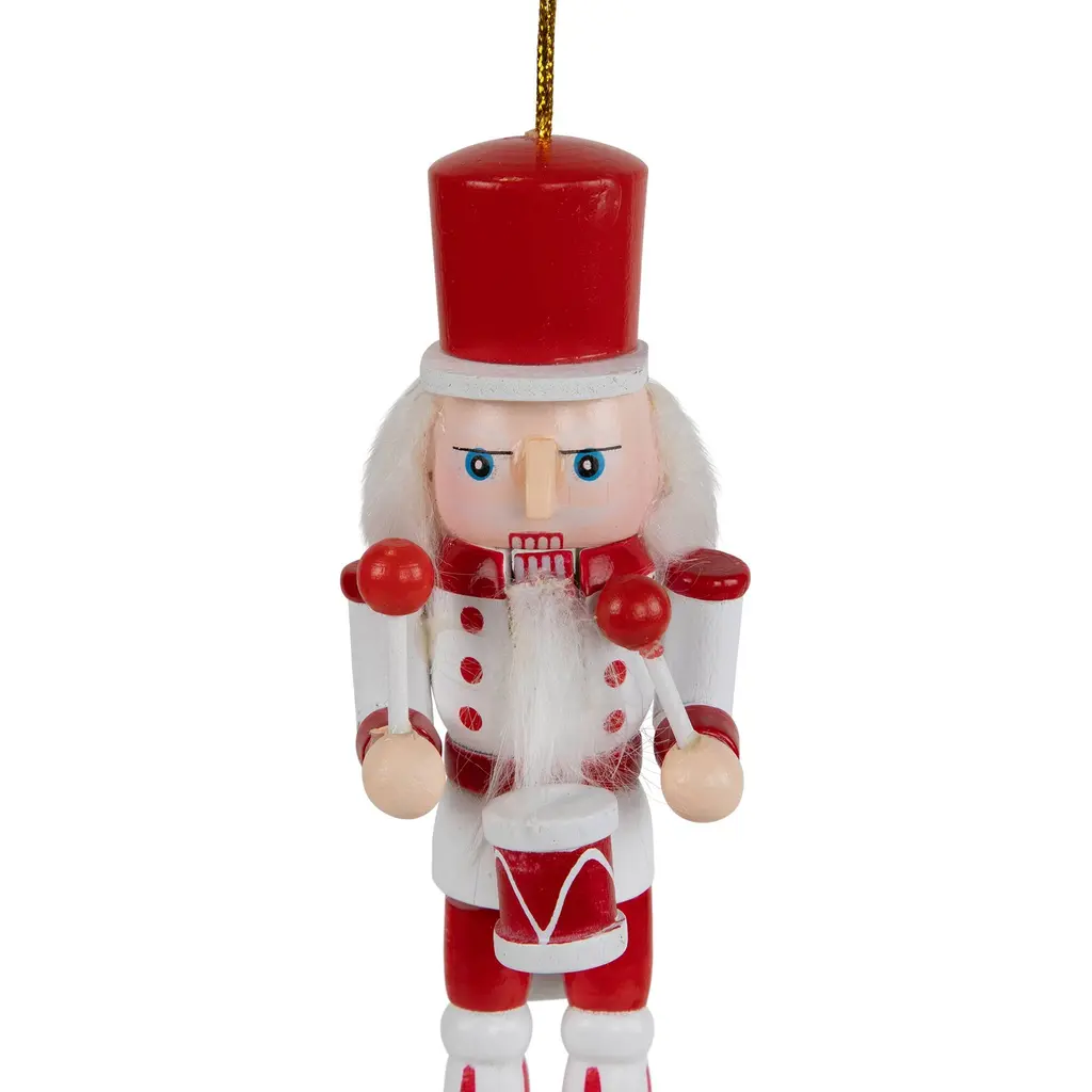 Nutcracker Soldiers Wooden Christmas Ornaments - 5" - Red And White - Set Of 4 - Red