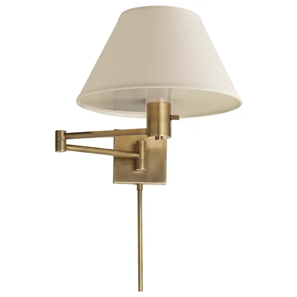 Classic Swing Arm Wall Sconce With Linen Shade