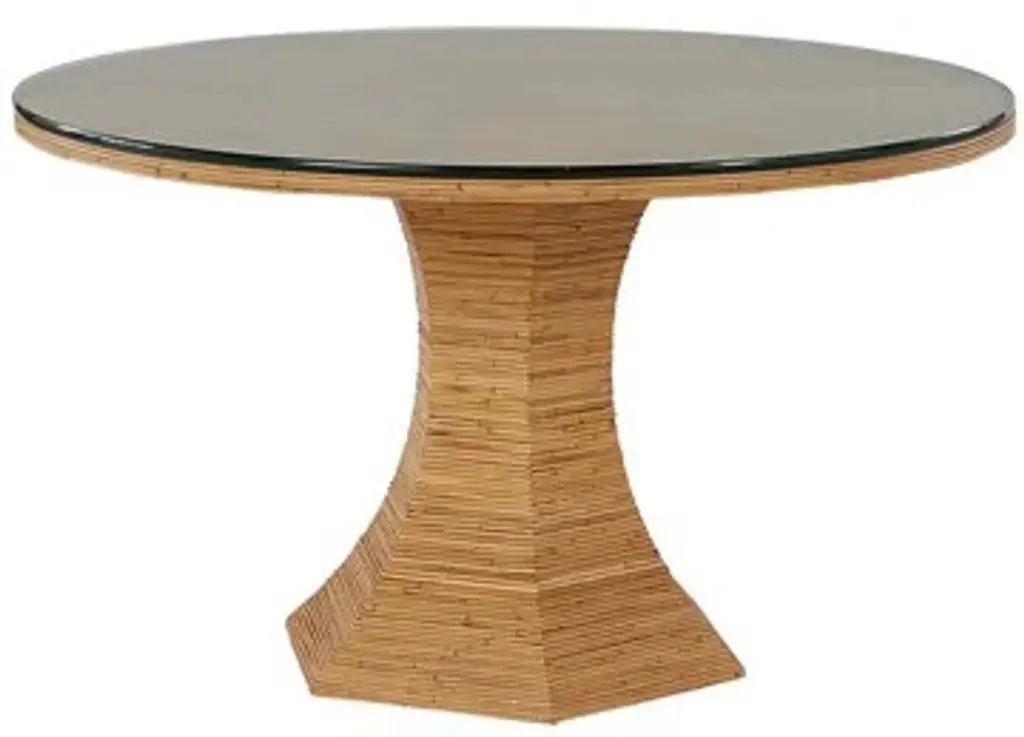 Coastal Living Macie Rattan 54" Round Dining Table, Natural