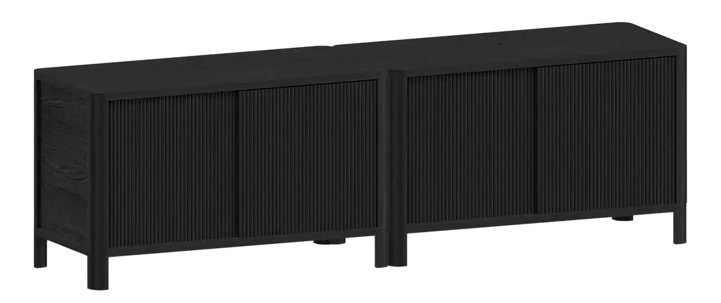 Cloe Black Tv Stand With Black Metal Doors By Woodendot