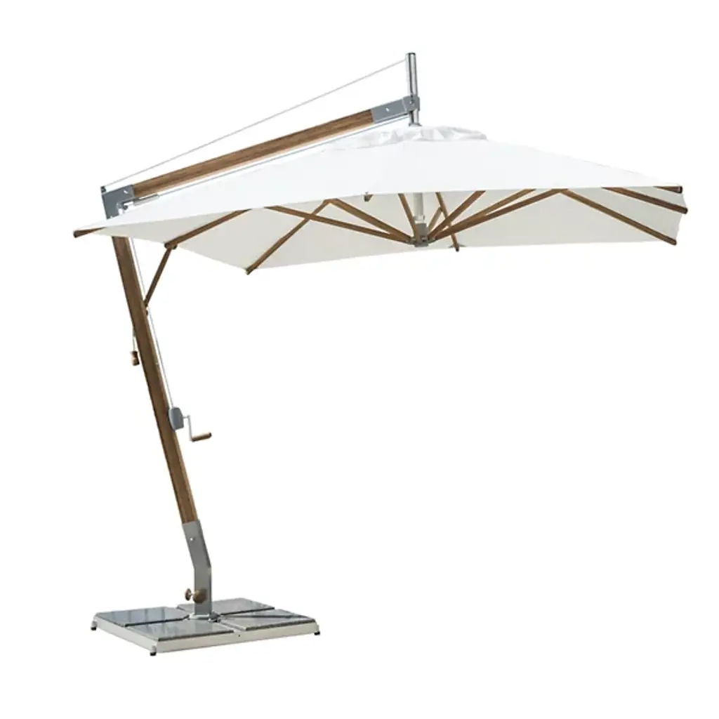 Sirocco Square Side Wind Bamboo Cantilever Umbrella With Base