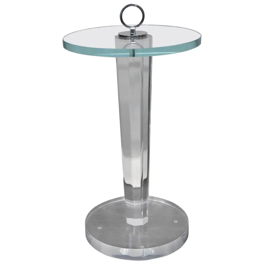 Lucite And Glass Occasional Table With Nickel Hardware