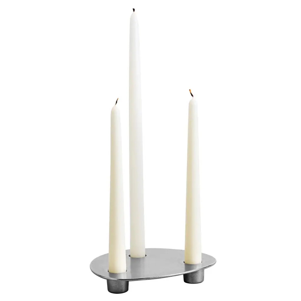 Contemporary Brass Trio Candle Holder By Henry Wilson, Silver Or Gold Finish