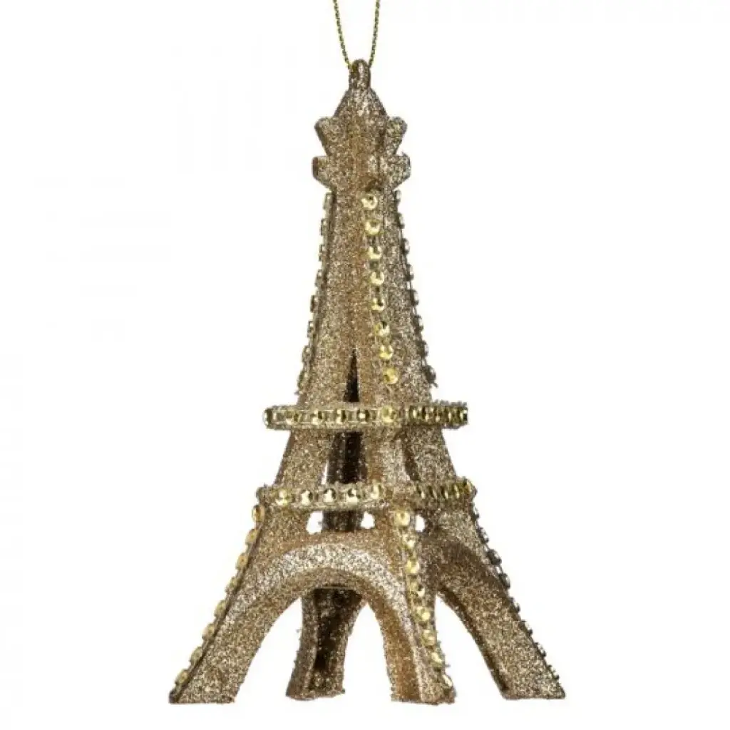 Gold Glittered Eifel Tower Ornament - Gold